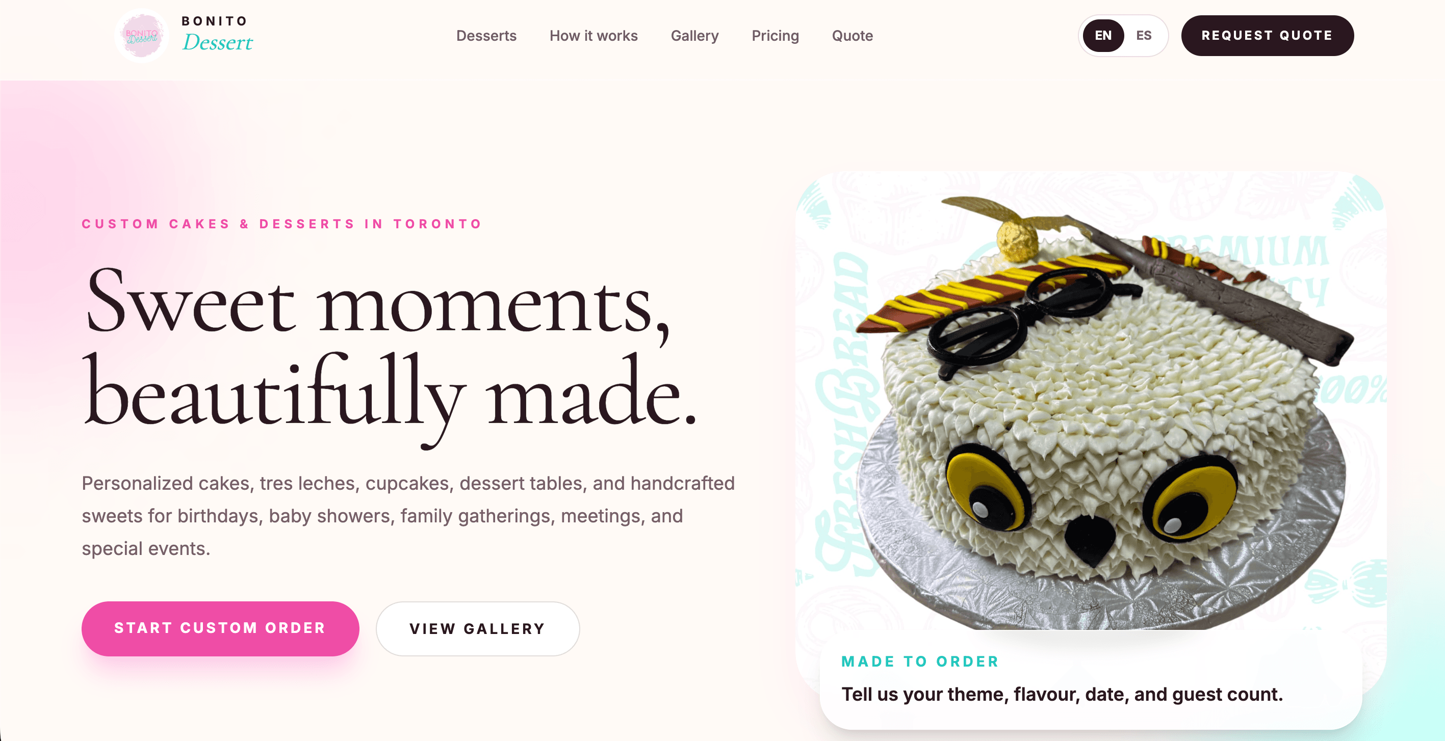 Bonito Dessert website preview