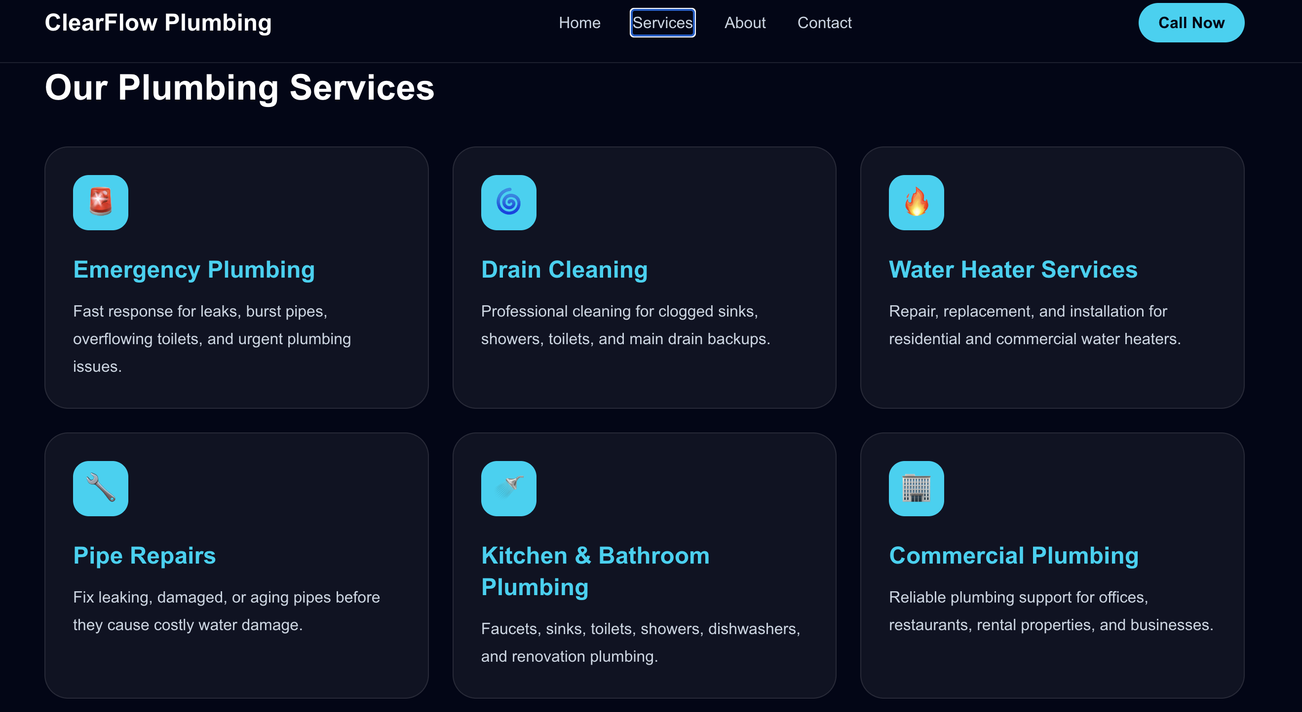ClearFlow Plumbing service experience